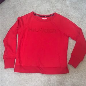 Timmy Hilfiger red crew neck sweatshirt